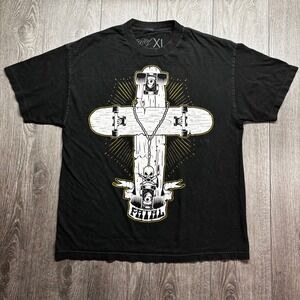 Fatal Clothing Mens XL Vintage Y2k Skateboard Cross Skull Graphic T-Shirt Black